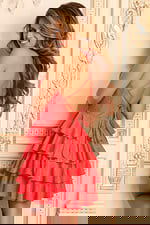 orange fit and flare backless dress 46917