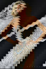 Elegant fitted gown with sweetheart neckline and sparkling embellishments