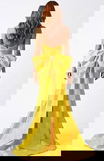 Statement bow back gown with smooth flowing train