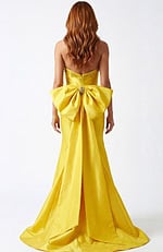 Statement bow back gown with smooth flowing train
