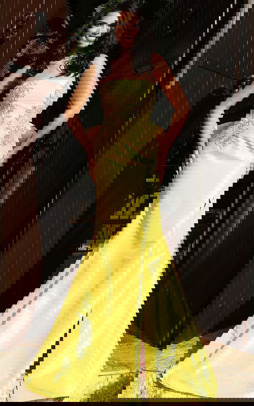 strapless yellow mermaid dress 46982