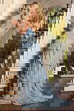 backless blue long dress 46988