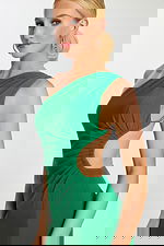 one shoulder ruched bodice dress with cut out on the side