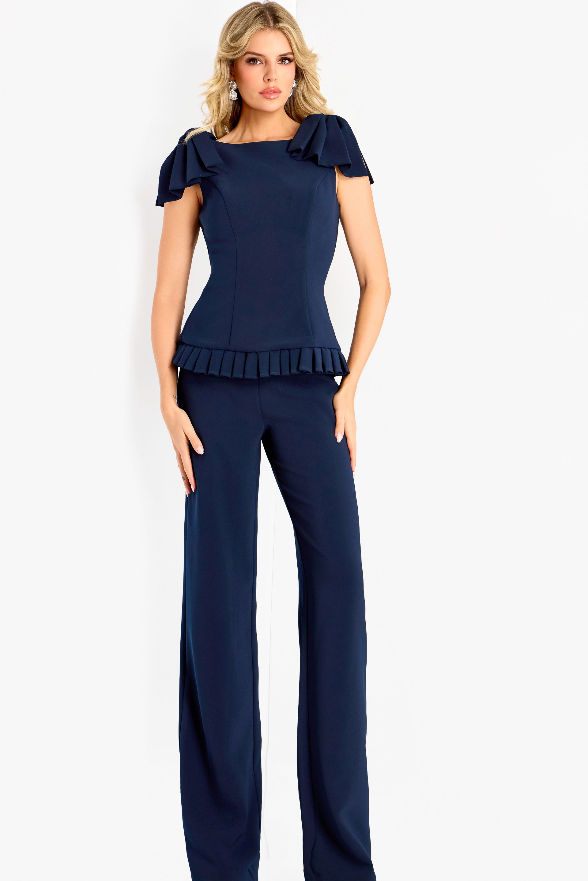 Ruffle Sleeve Peplum Jumpsuit 47022 Jovani