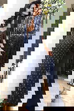 back of fitted straight navy embellished dress 47088