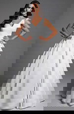 V neckline White ball gown 47096