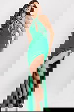 green beaded halter neck dress 47143