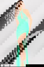 green beaded halter neck dress 47143