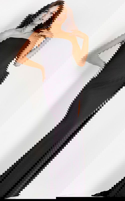 strapless black high slit dress 47150