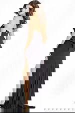 back of fitted crepe high slit dress 47150