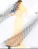 Off Shoulder Metallic Gown with Beaded Bust 47153 - Image 3