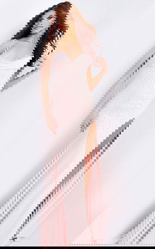 Fitted rhinestone prom dress with open back