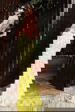 yellow beaded backless dress 47158