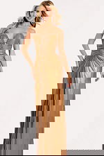 gold plunging neckline dress 47168