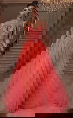 Strapless ball gown with beaded corset bodice and full tulle skirt