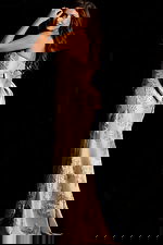 Strapless Gold Embroidered Evening Gown