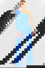 one shoulder with one long sleeve jumpsuit 47234