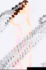 Romantic floral print dress with lace-up back