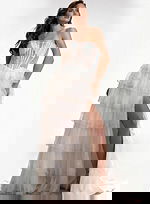 Strapless sequin corset prom dress with lace-up back