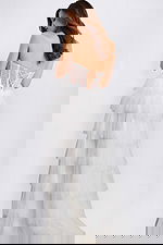 Glamorous tiered evening dress with sequin corset