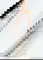 Elegant strapless prom dress with layered skirt