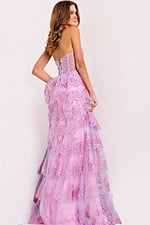 back of Strapless layered ball gown with sequin details 47294