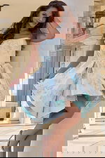 blue pleated skirt dress 47304