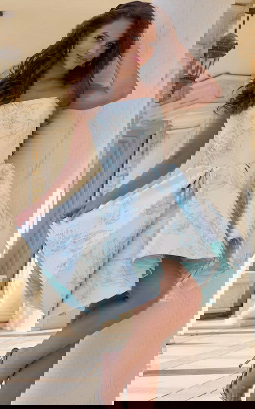 blue pleated skirt dress 47304