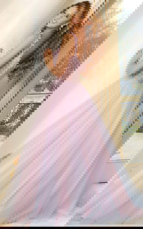 pink fit and flare tulle dress 47305