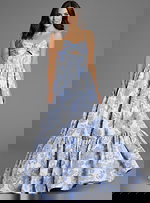 front of blue cut out dress 47328