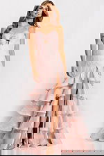 pink sleeveless dress with layered skirt 47329