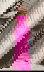 Strapless Satin Ruffle Side Gown