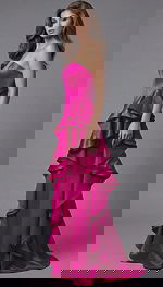 Strapless Sculpted Satin Evening Dress