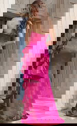 back of ruffled fuchsia dress 47386