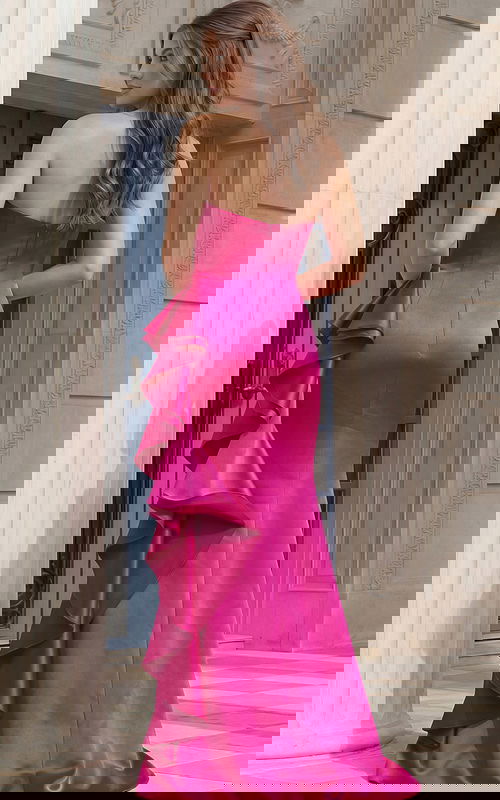 back of ruffled fuchsia dress 47386