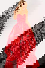 Strapless tiered ball gown prom dress