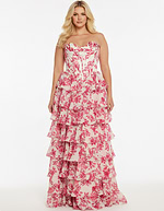strapless floral dress with layered skirt 47404