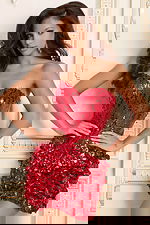 strapless red beaded dress 47418