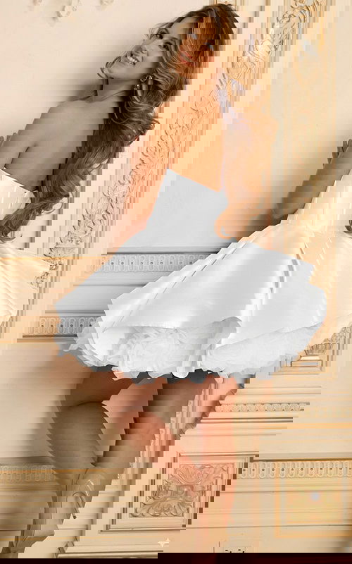 back of fit and flare off white cake cutting dress 47419