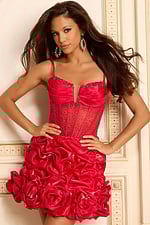 red ruffled skirt corset dress 47421