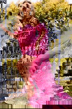 fitted pink dress with floral overlay 47424