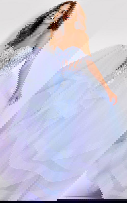 Layered tulle ball gown with pastel ombré effect 47427