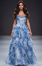 blue embellshied corset bodice dress 47440