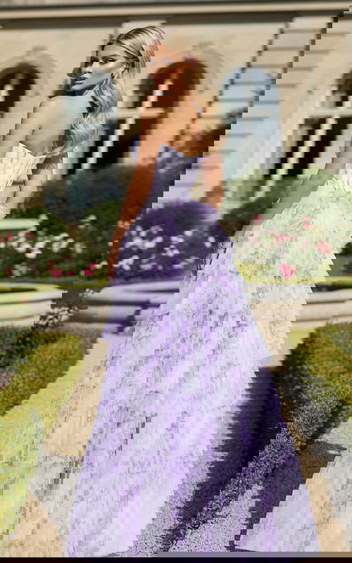 back of lilac print dress 47440