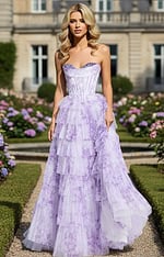 lilac strapless flowy dress 47440