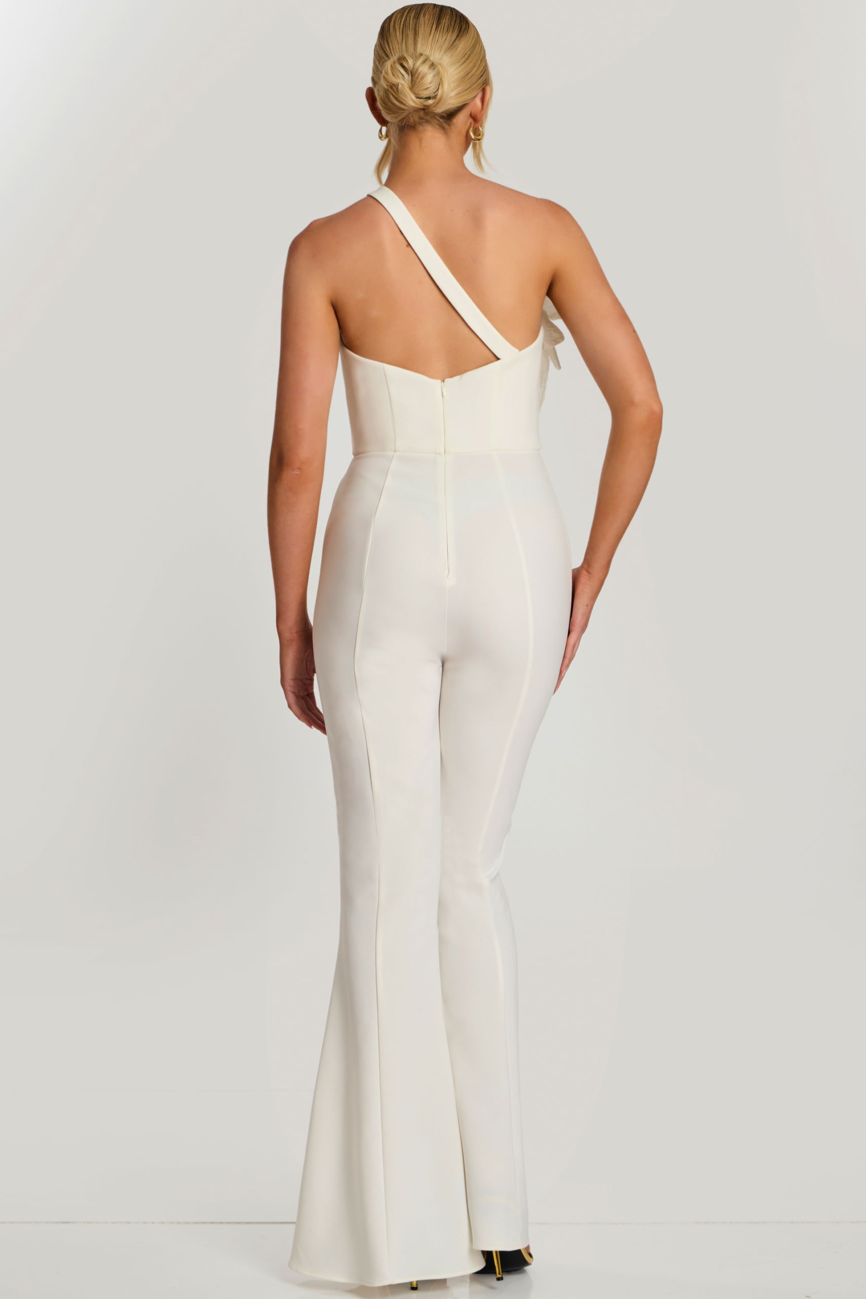 One Shoulder Jumpsuit With 3D Floral Detail 47545 Jovani