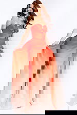 Elegant ombre strapless prom gown with flowing skirt