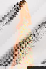 Strapless Tiered Prom Dress In Pastel Floral Fabric