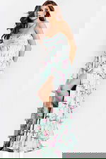 Floral Corset Prom Dress With Layered Ruffles