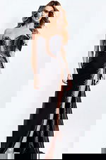 sequin off the shoulder black dress 47607